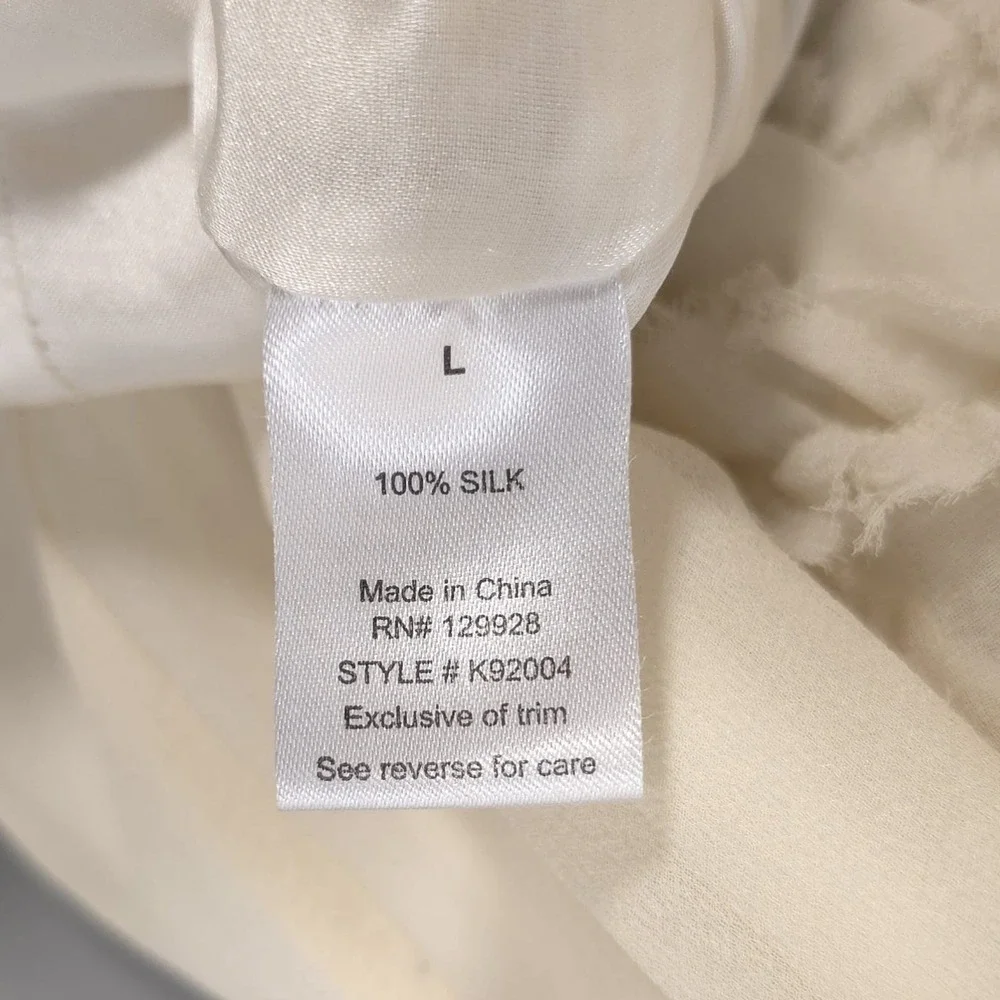 KNITTED DOVE Women's Knee Length Dress LARGE 100% Silk Ivory Sleeveless K92004‎